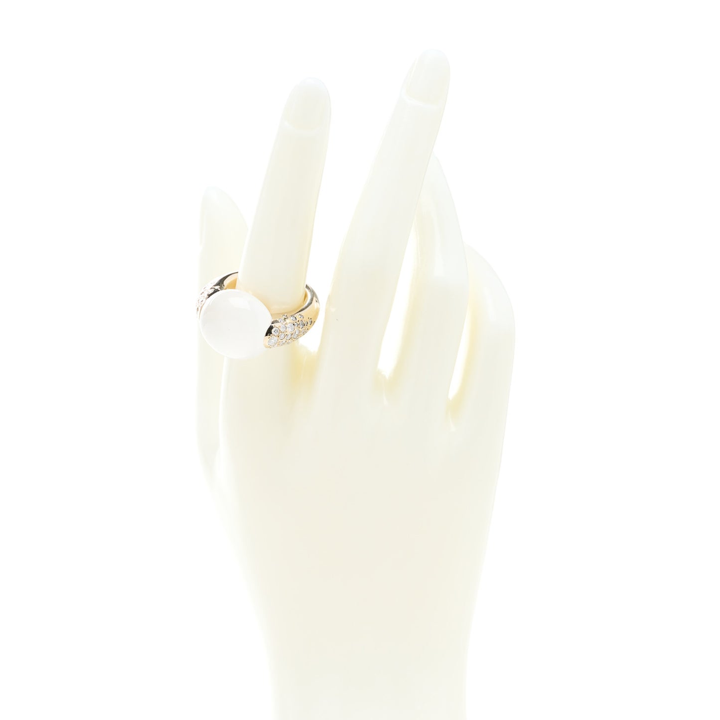 18K White Gold Diamond White Quartz Iconica Ring 55 7.25