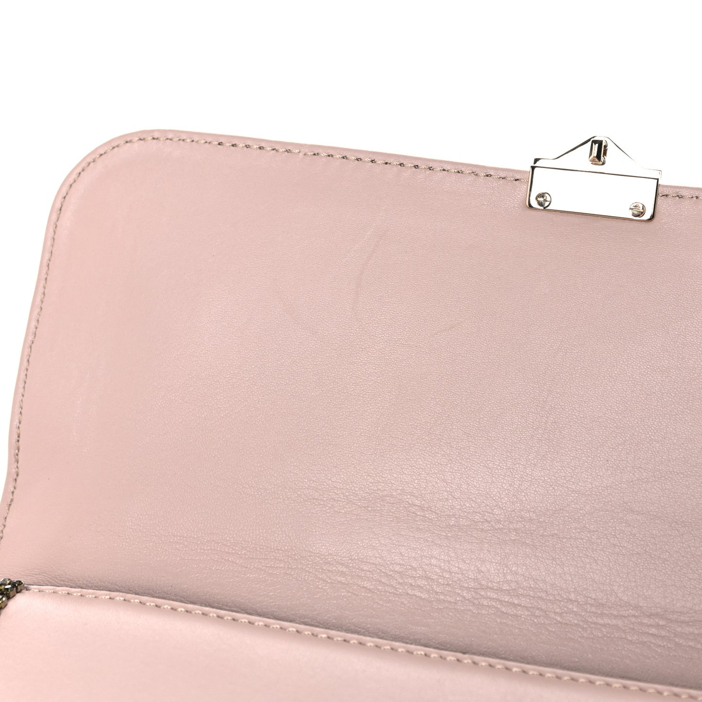 Vitello Crystal Embellished Medium Glam Lock Rockstud Flap Poudre