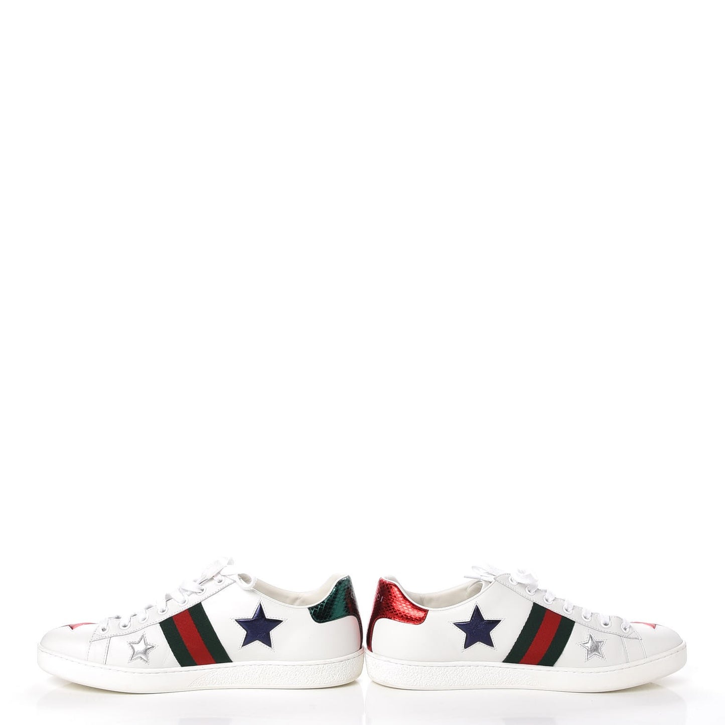 Calfskin Ayers Web Star Embroidered Ace Sneakers 41 White Multi