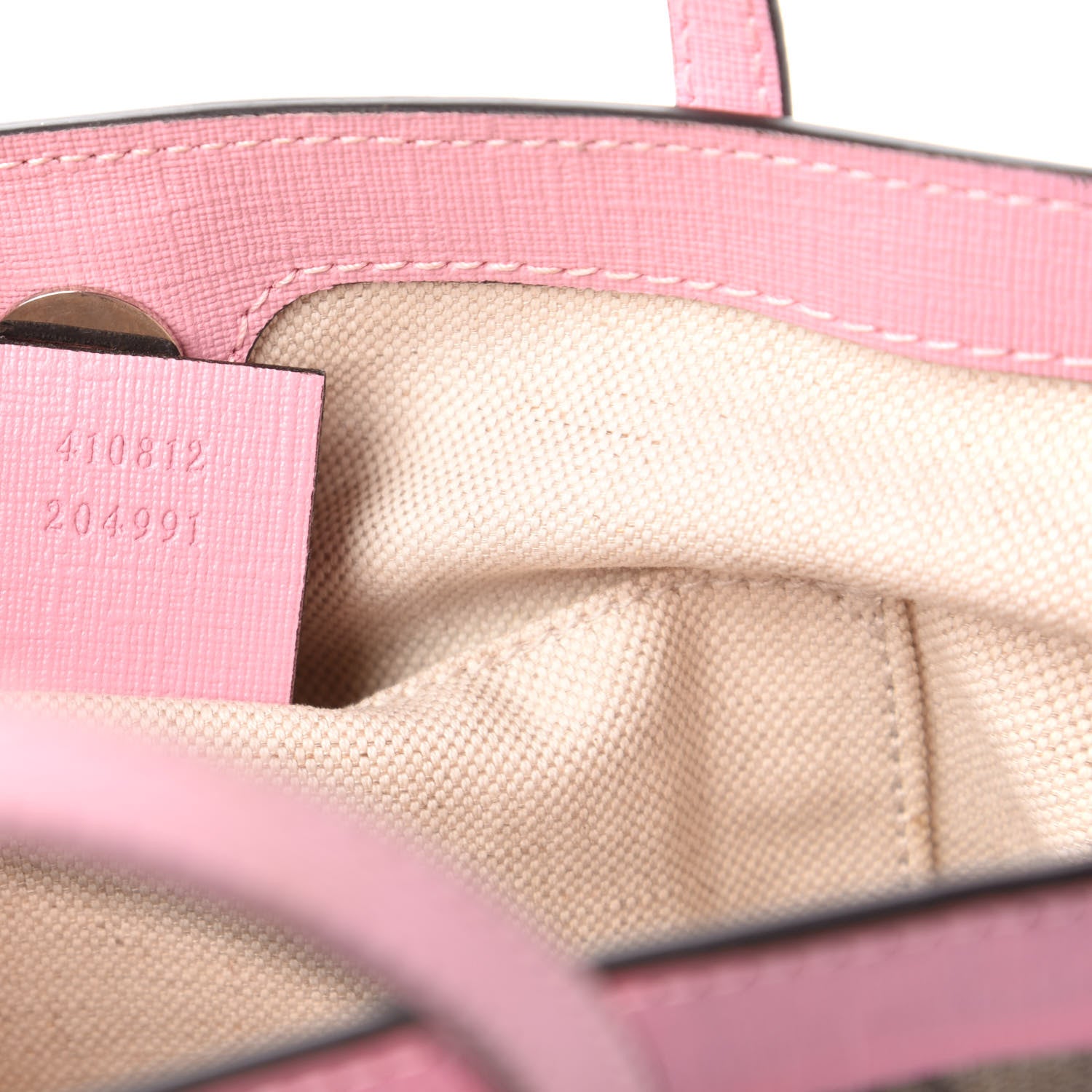 Gucci GG Supreme Monogram Striped Childrens Tote Beige Ebony Pink 9 of 10