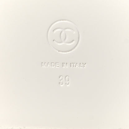 Chanel Lambskin Quilted Velcro Dad Chain CC Slide Sandals 39 White 7 of 9