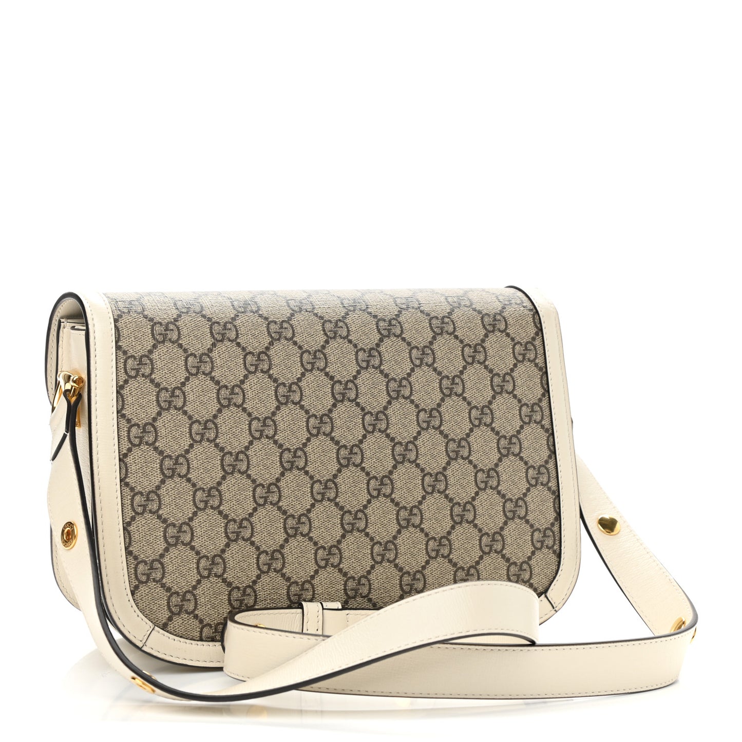 GG Supreme Monogram Horsebit 1955 Shoulder Bag Beige Mystic White