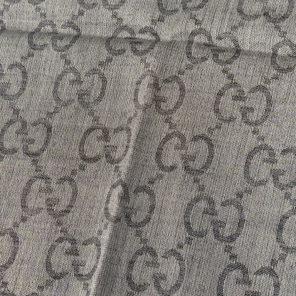 Gucci Wool Silk Monogram Fringe Scarf Grey 5 of 6