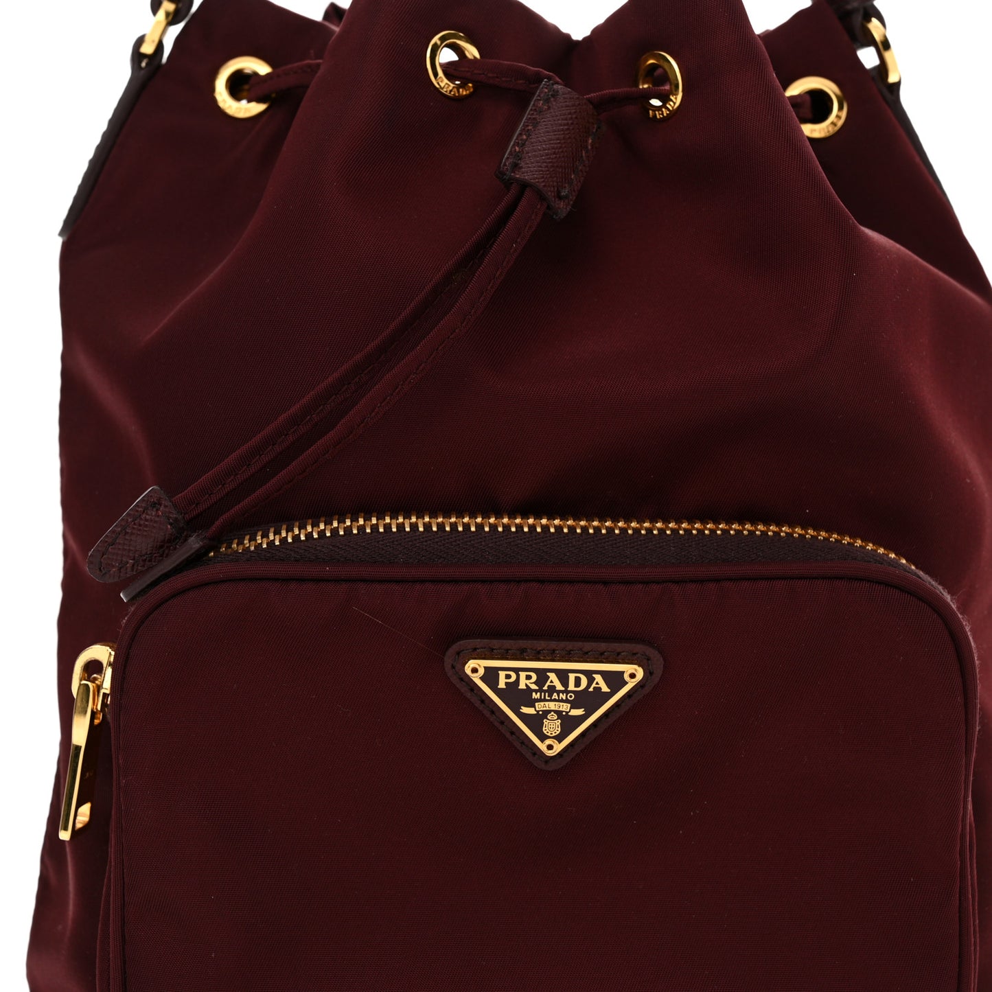 Re-Nylon Saffiano Duet Bucket Crossbody Bag Bordeaux