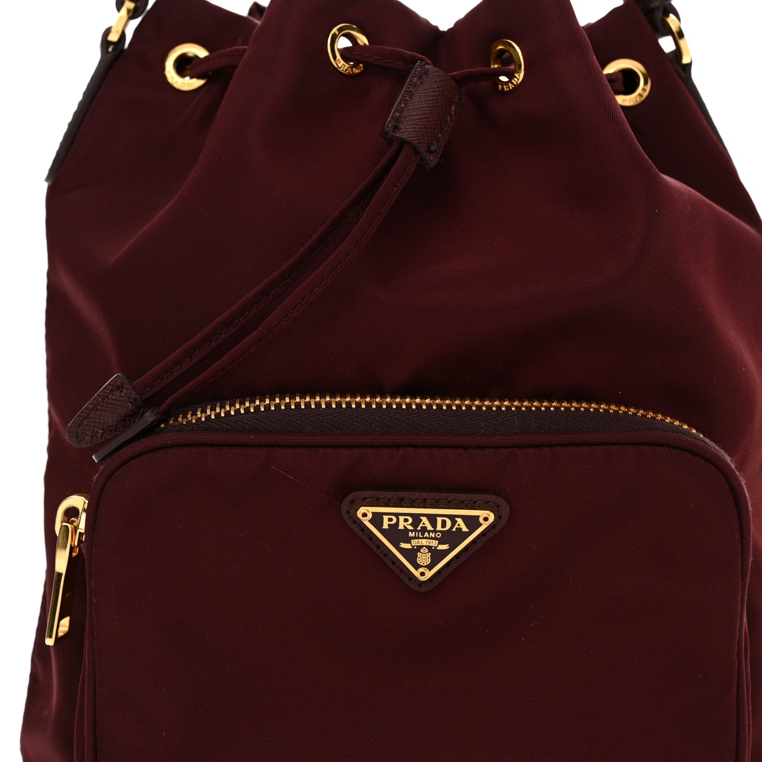 Prada Re-Nylon Saffiano Duet Bucket Crossbody Bag Bordeaux 8 of 10