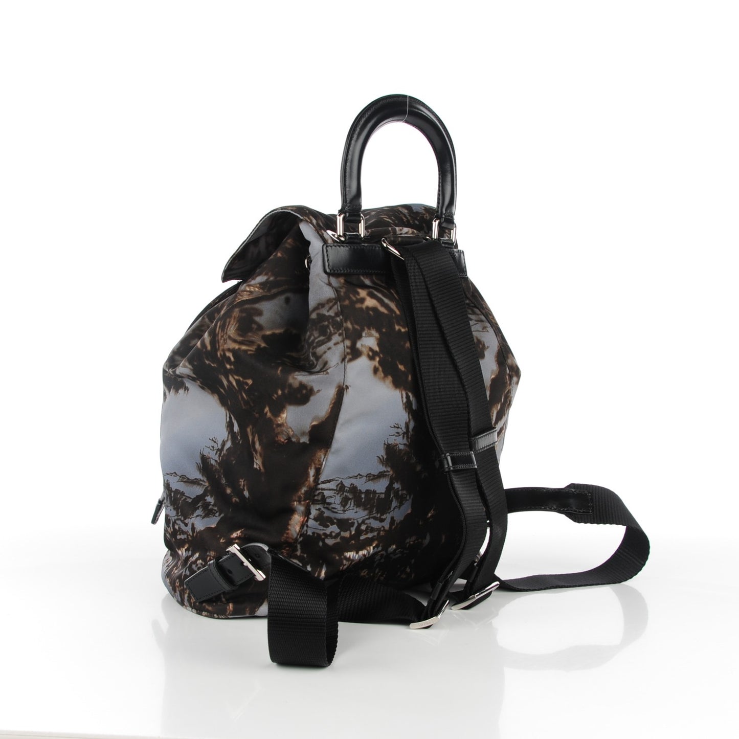 Tessuto Nylon Print Small Tote Backpack Grigio