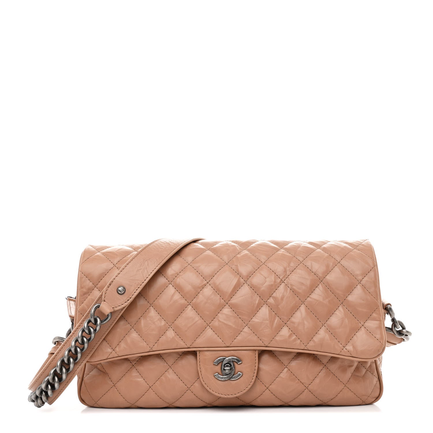Chanel Aged Calfskin Quilted Medium Chain Detail Flap Light Brown 1 of 11