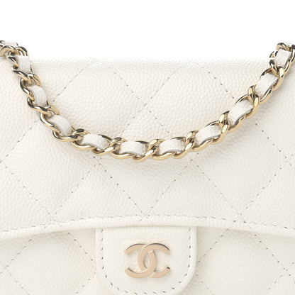 Chanel Caviar Quilted Mini Chain Bag White 9 of 12