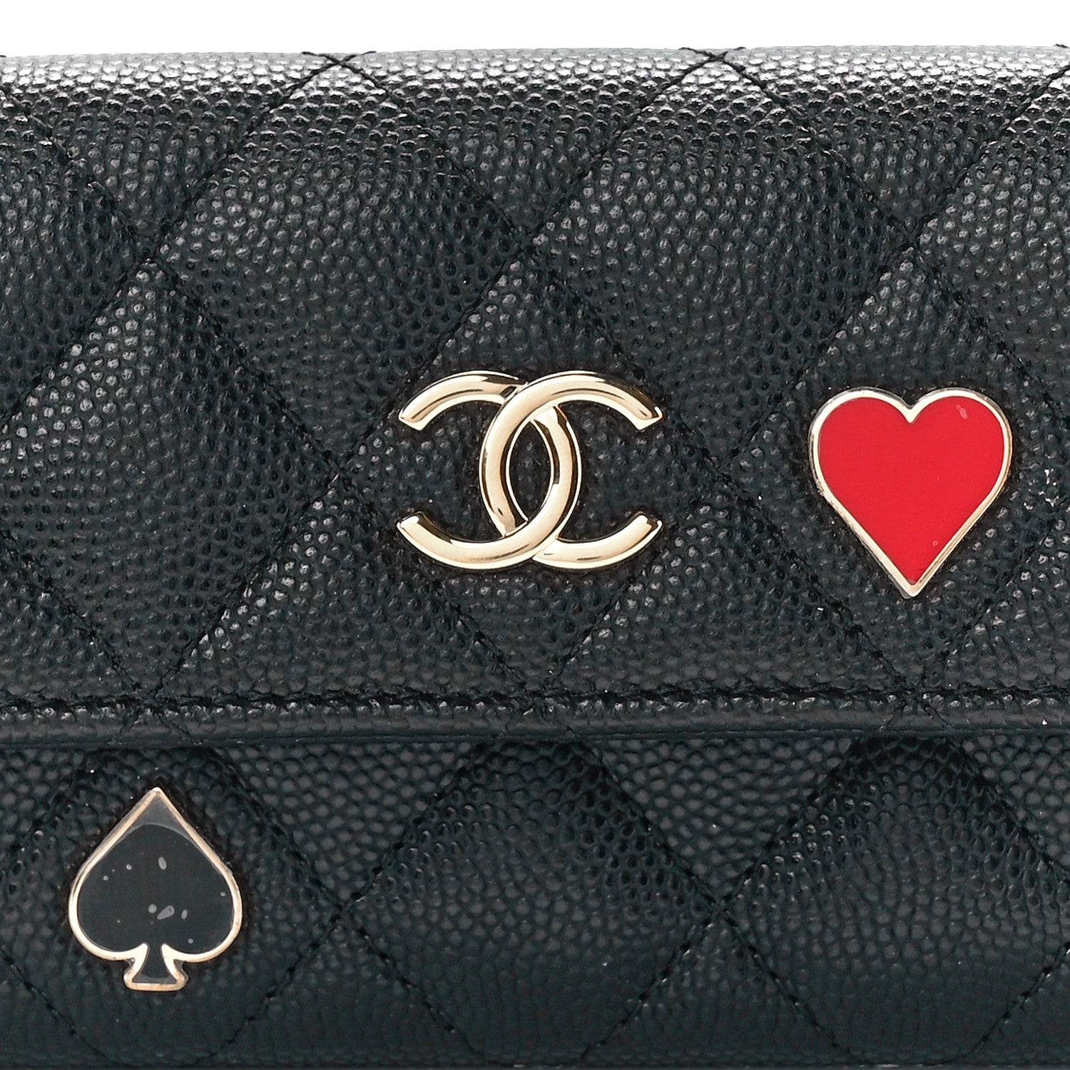 Chanel Caviar Quilted Enamel Coco Casino Flap Card Holder Wallet Black 9 of 12