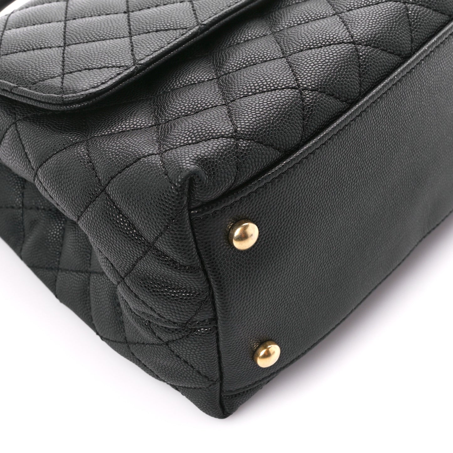 Caviar Quilted Small Coco Chain Handle Flap Black