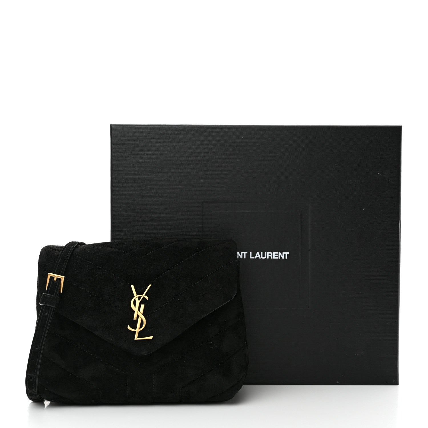 Saint Laurent Suede Y Quilted Monogram Toy Loulou Crossbody Bag Black 12 of 12