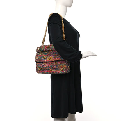 Valentino Garavani Wool Woven Large Roman Stud Shoulder Bag Multicolor Feminine Pink 2 of 8