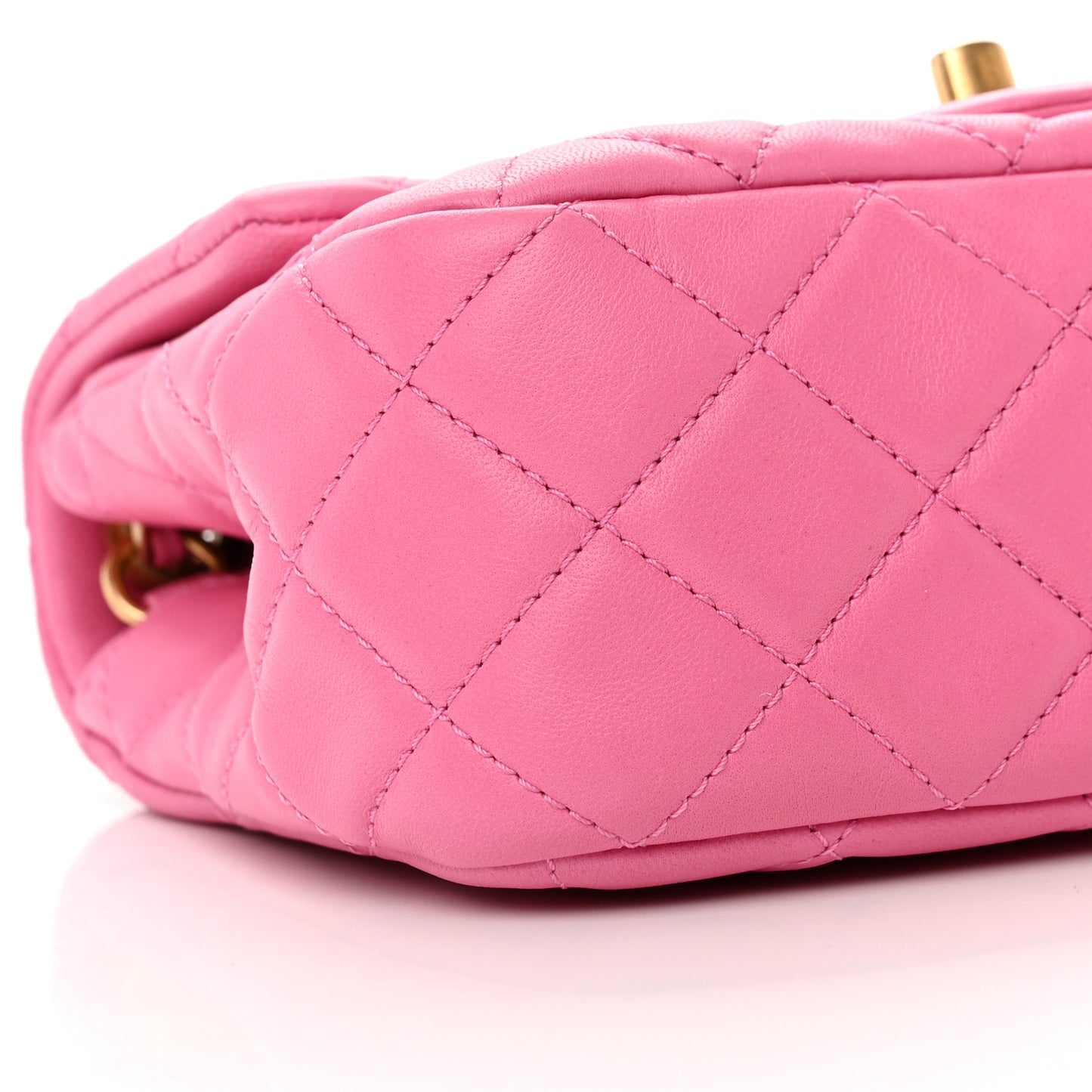 Lambskin Quilted Mini Pearl Crush Flap Pink