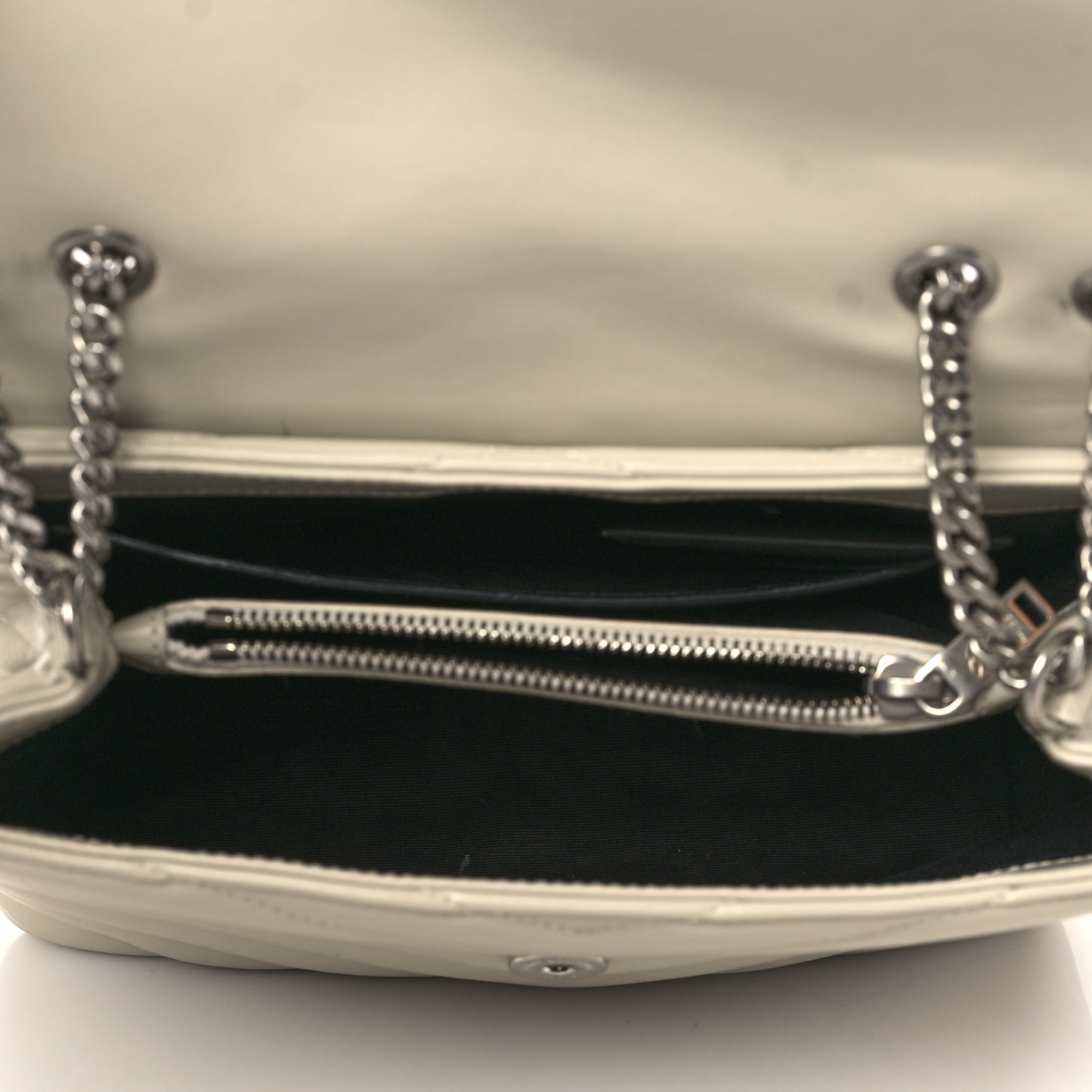 Calfskin Y Quilted Monogram Small Loulou Chain Satchel Blanc Vintage