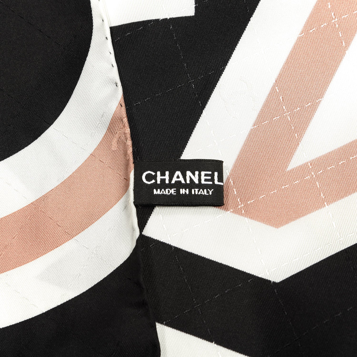 Chanel Silk CC Scarf Black Ivory Multicolor 3 of 3