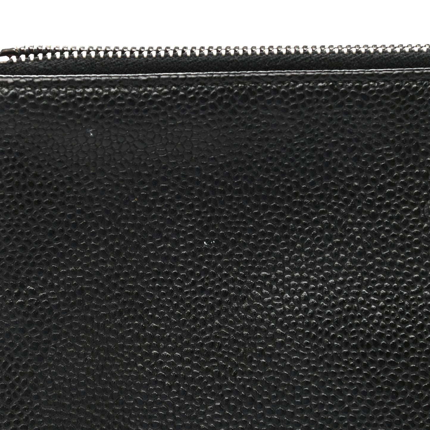 Grained Calfskin Shopping Fever Logo Zip Pouch Black