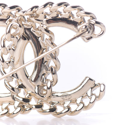 Chanel Crystal Chain CC Brooch Gold 4 of 5