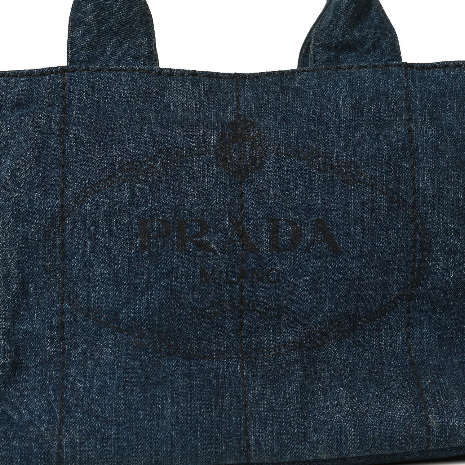 Prada Denim Logo Tote Bleu 6 of 11