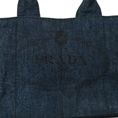 Prada Denim Logo Tote Bleu 6 of 11