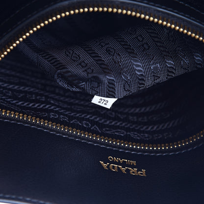 Prada Glace Calfskin Embossed Logo Tote Black 7 of 11