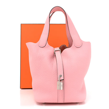 Hermes Taurillon Clemence Picotin Lock 18 PM Rose Sakura 2 of 10