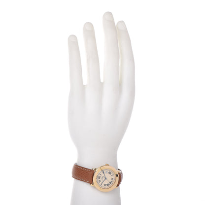 Cartier Sterling Silver 18K Yellow Gold Calfskin 32mm Ronde Must De Cartier Quartz Watch Brown 2 of 9