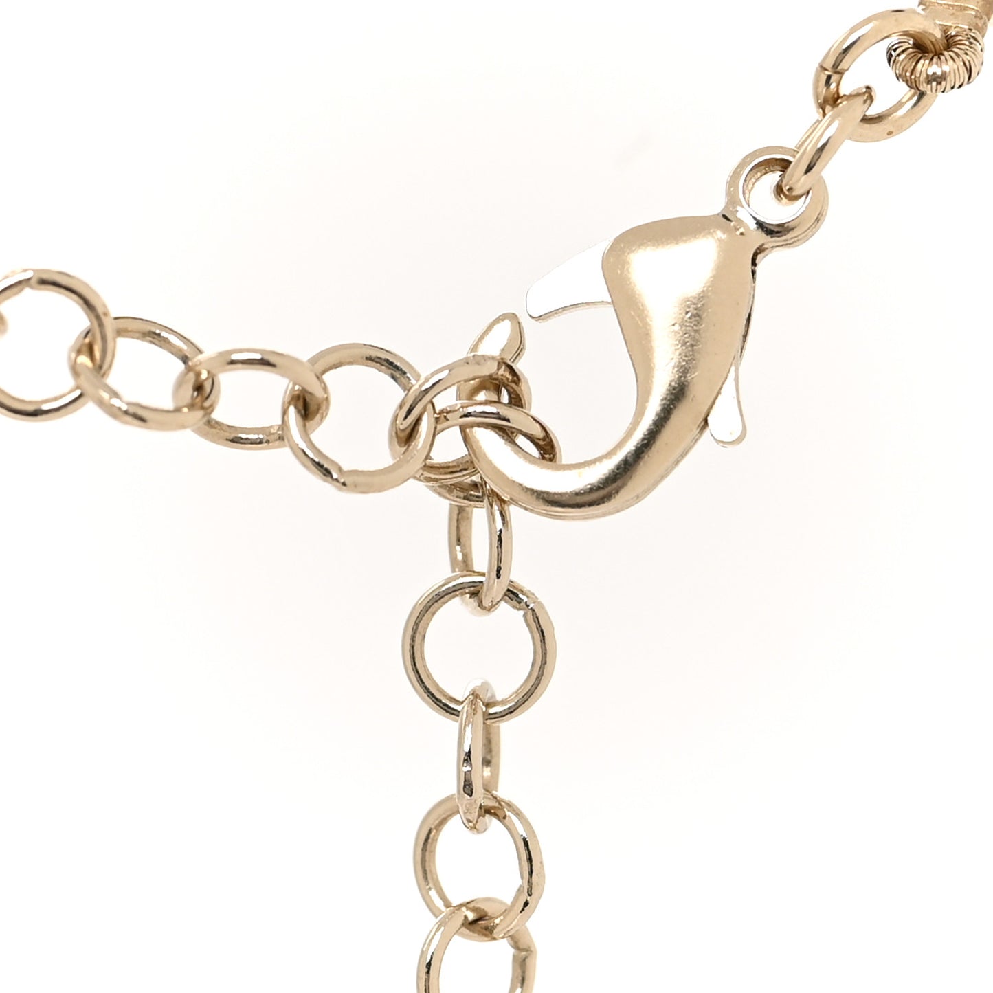 Calfskin Pearl Metal CC Bow Choker Necklace Gold White Black