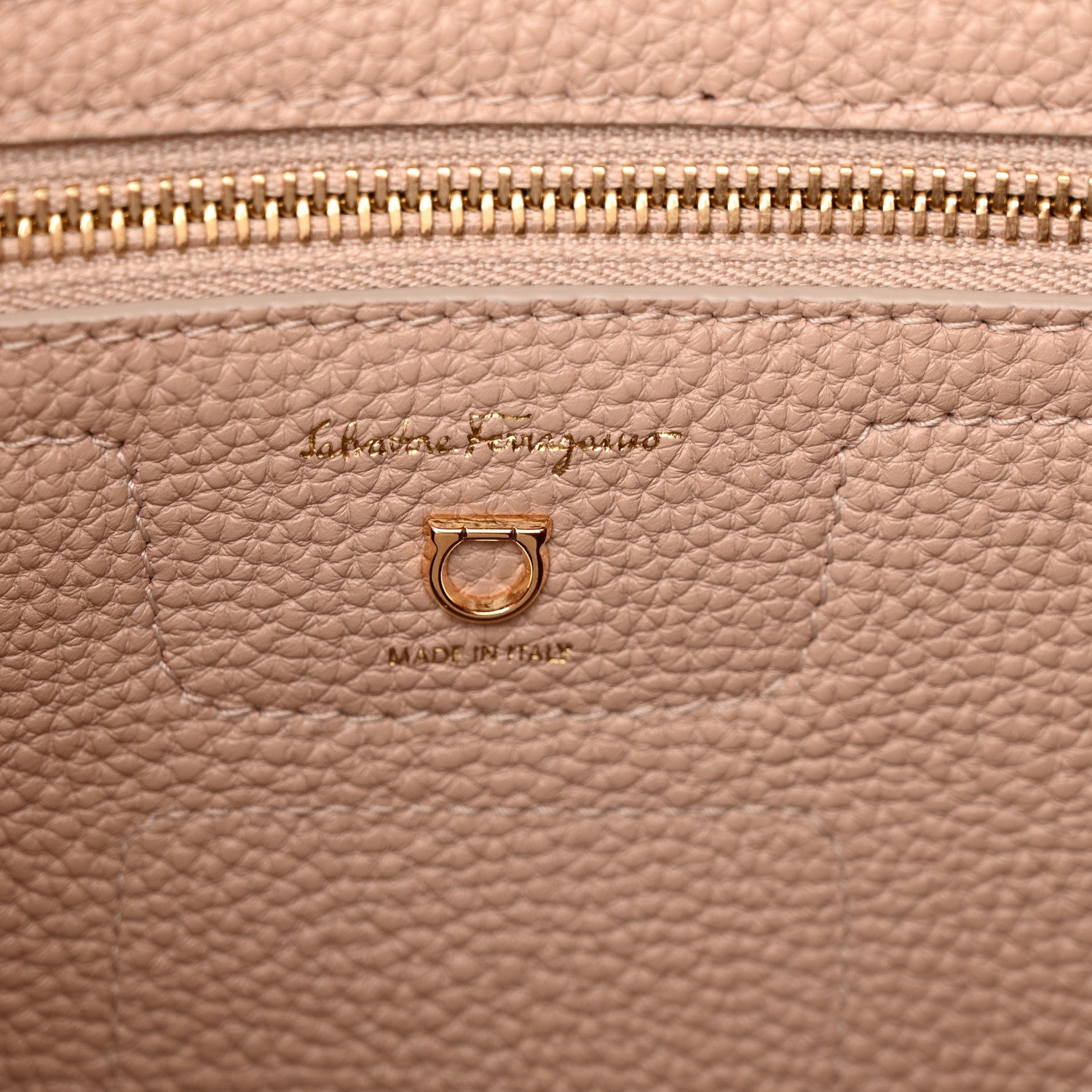 Salvatore Ferragamo Grained Calfskin Double Handle Small Amy Tote Beige 6 of 9