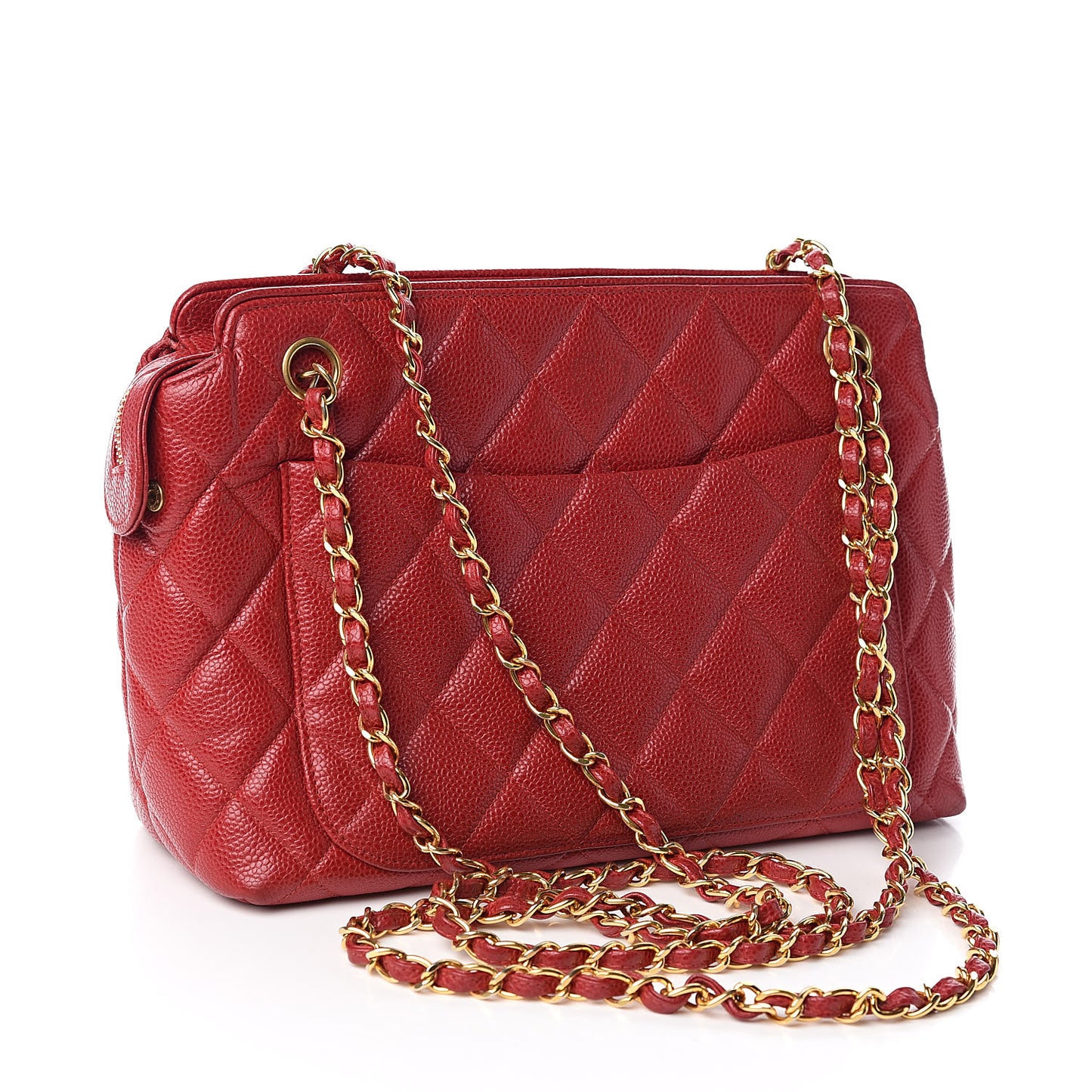 Caviar Quilted Sun Medallion Shoulder Bag Red