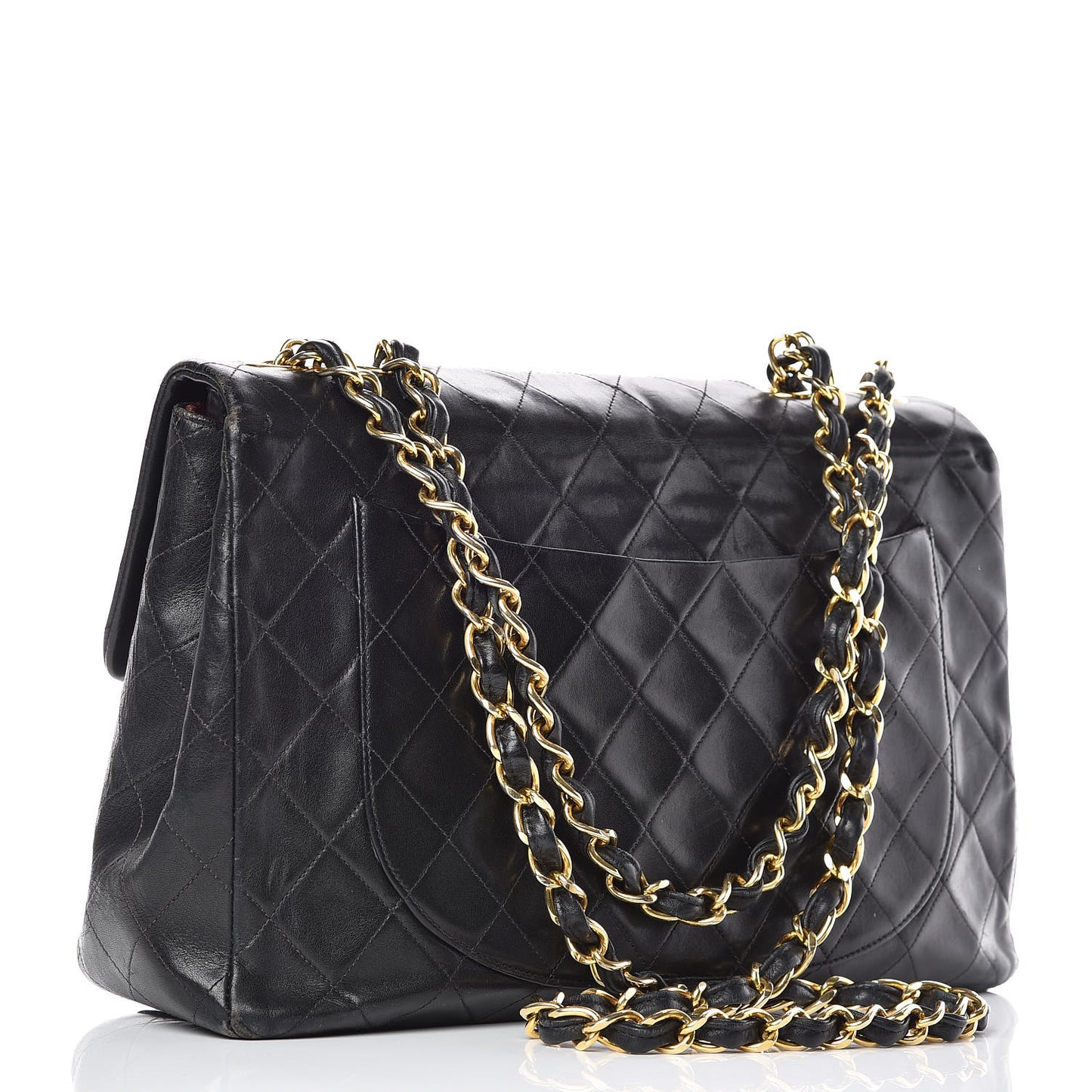 Lambskin Quilted XL Jumbo Single Flap Black