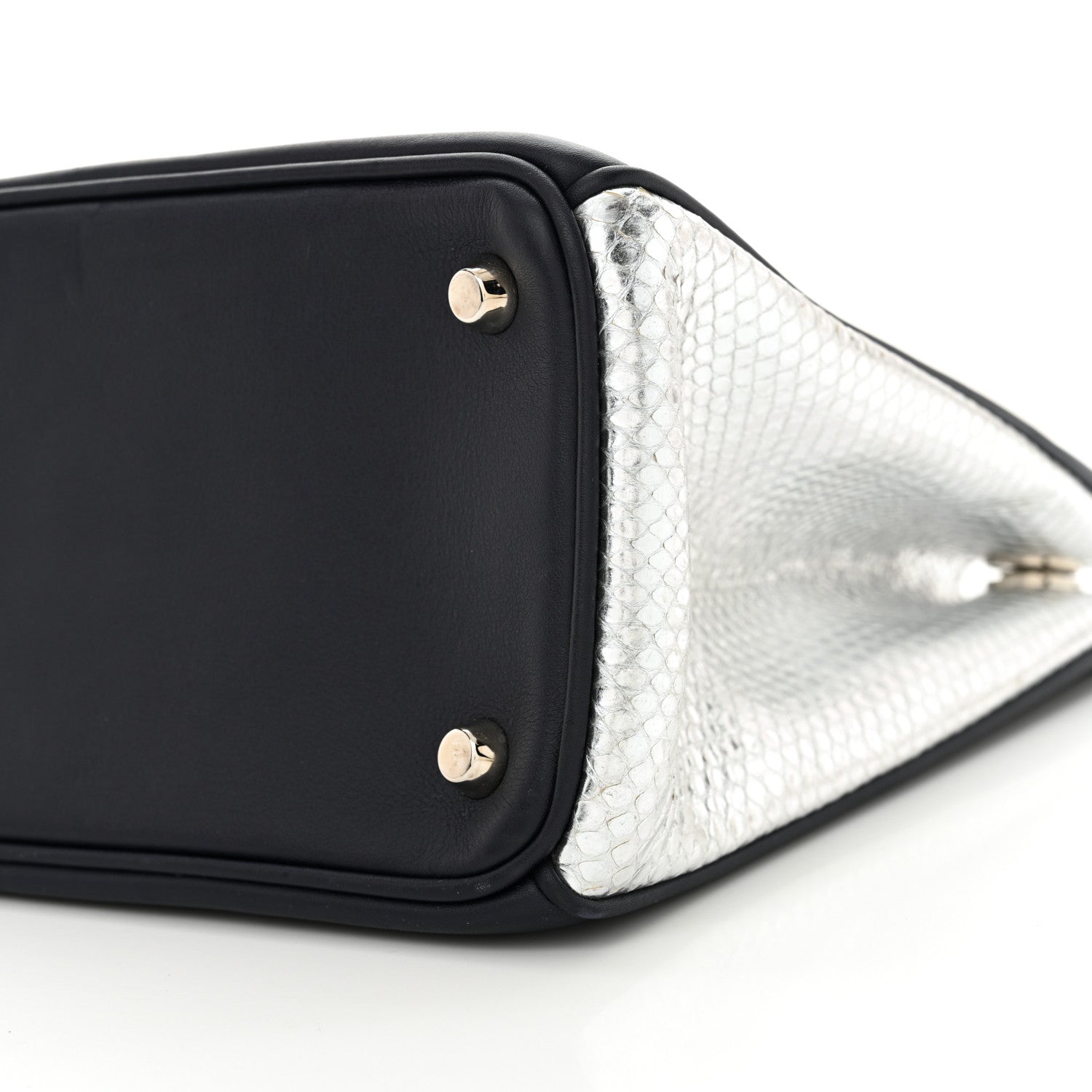 Christian Dior Calfskin Snakeskin Medium Diorissimo Tote Navy Purple Silver 10 of 12