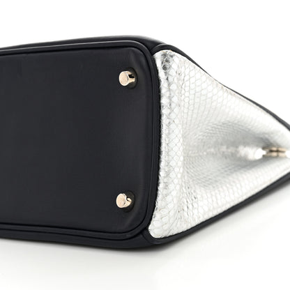 Christian Dior Calfskin Snakeskin Medium Diorissimo Tote Navy Purple Silver 10 of 12