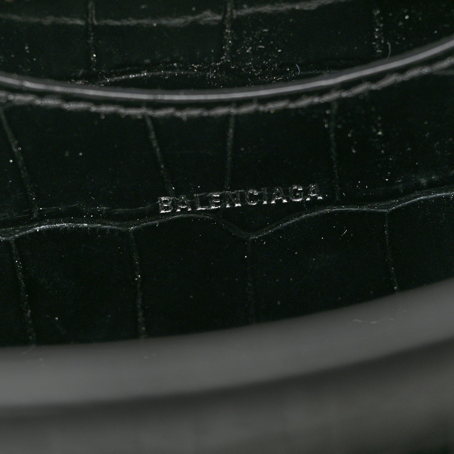 Balenciaga Shiny Supple Calfskin Crocodile Embossed Neo Classic Gold Hardware Mini City Black 6 of 6