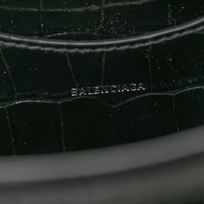 Balenciaga Shiny Supple Calfskin Crocodile Embossed Neo Classic Gold Hardware Mini City Black 6 of 6