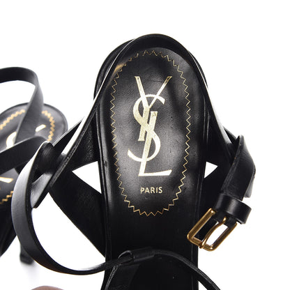 Saint Laurent Calfskin Tribute 75 Platform Sandals 38 Black 8 of 9
