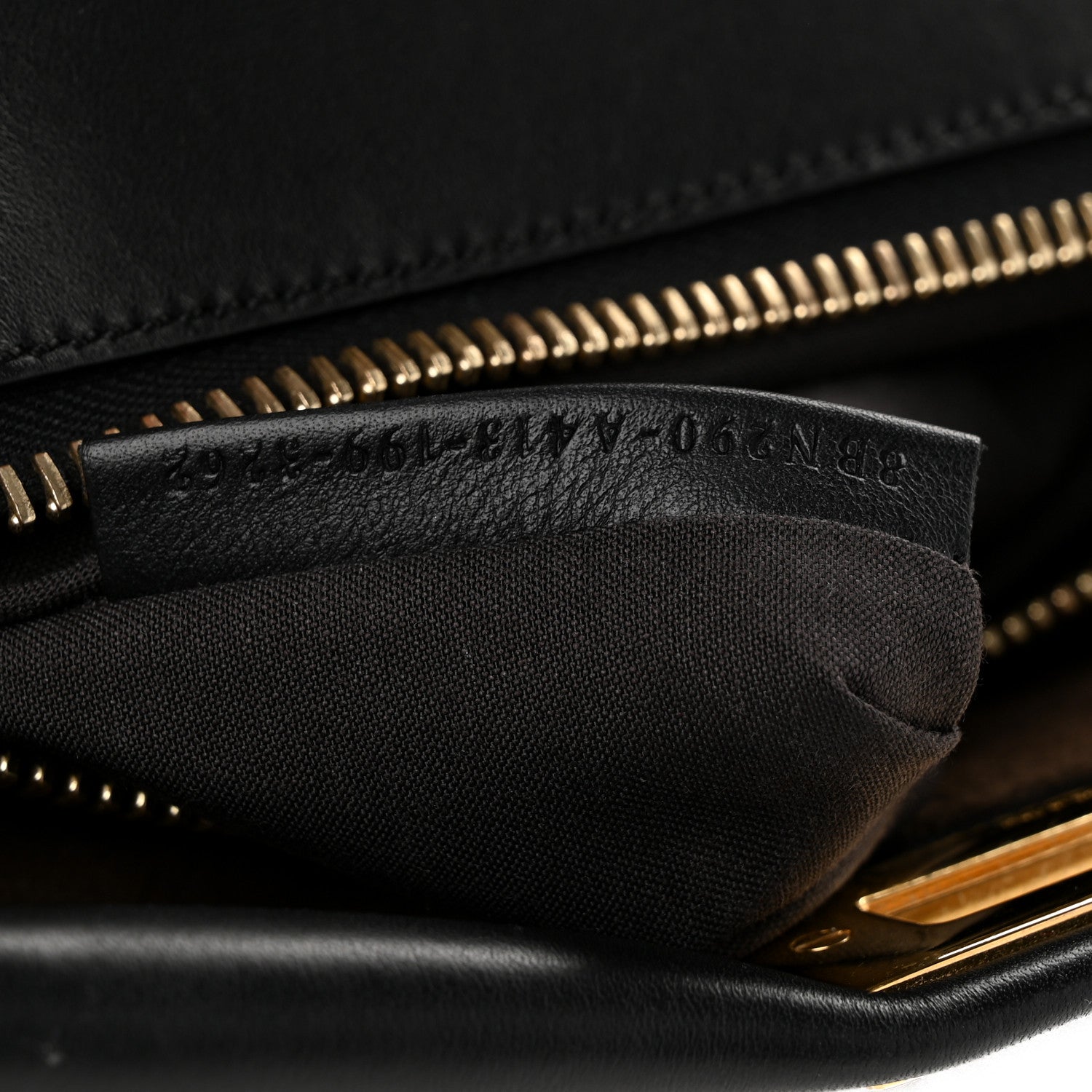 Fendi Shearling Vitello Vernice Mou Pequin Striped Medium Peekaboo Iconic Satchel Tobacco Black 6 of 11