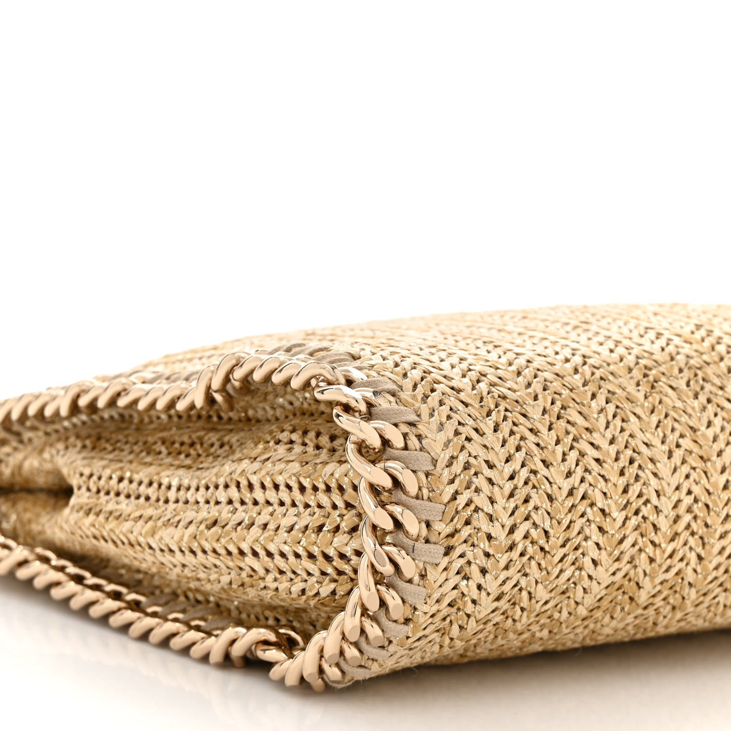 Metallic Raffia Mini Falabella Tote Gold