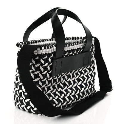 Miu Miu Nappa Matelasse Wicker Basket Bag Black White 2 of 8
