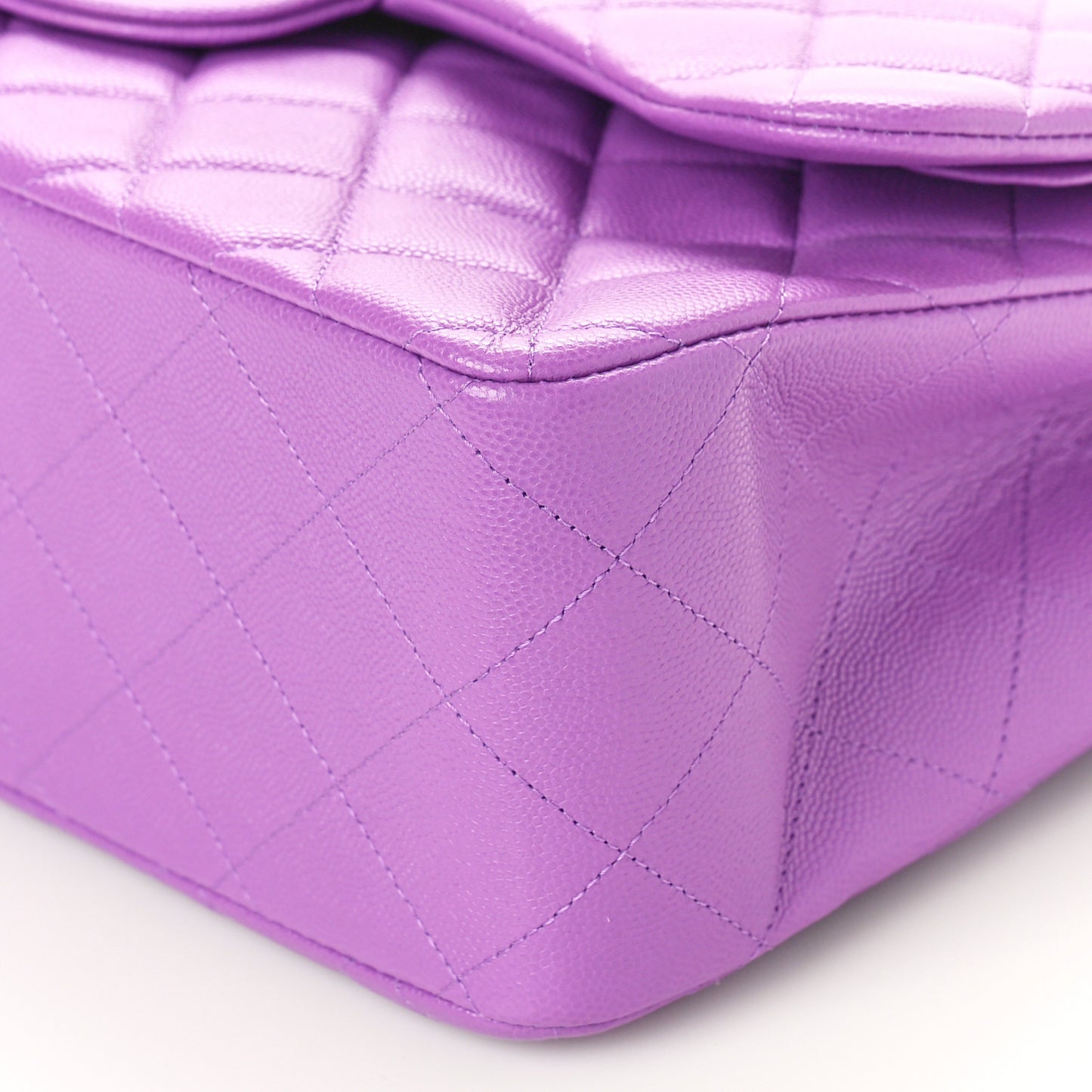 Caviar Quilted Jumbo Double Flap Purple