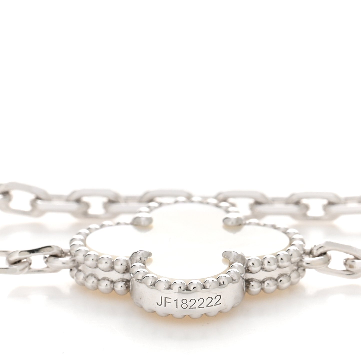 18K White Gold Mother of Pearl 10 Motifs Vintage Alhambra Necklace