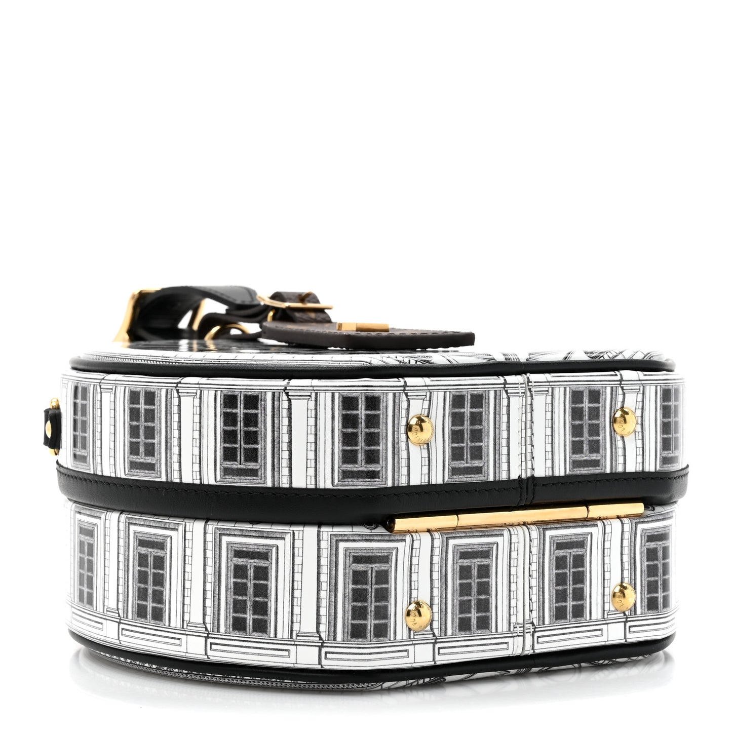 X FORNASETTI Calfskin Architettura Petite Boite Chapeau White Black