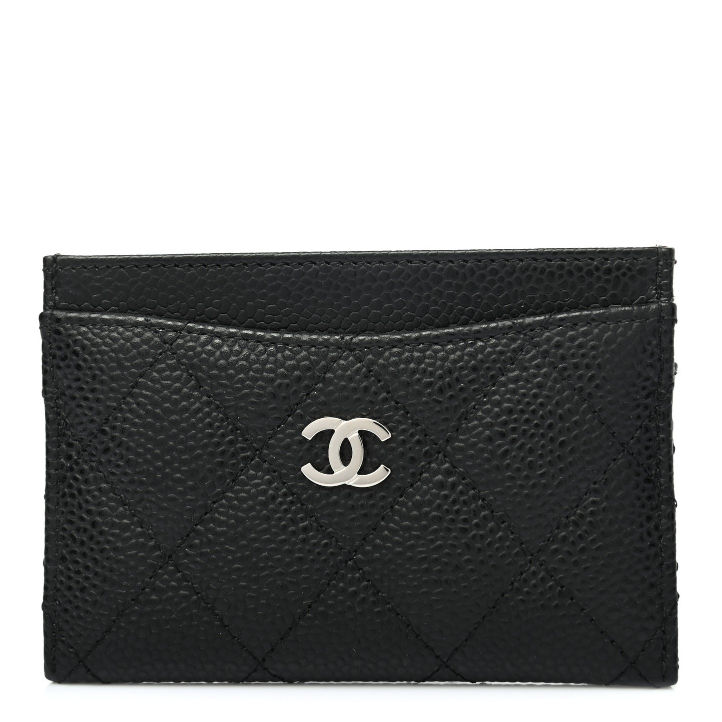 Caviar Quilted Card Holder Black
