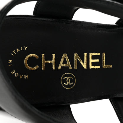 Chanel Shiny Calfskin CC Sandals 37.5 Black 14 of 20