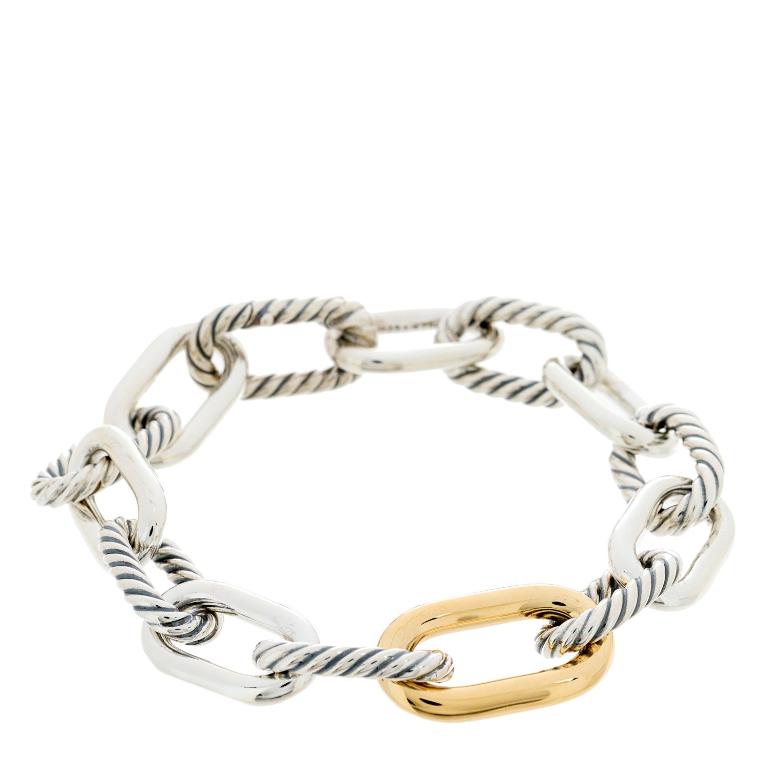 David Yurman Sterling Silver 18K Yellow Gold 11mm Madison Chain Bracelet 1 of 3