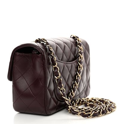 Chanel Lambskin Quilted Mini Rectangular Flap Burgundy 2 of 10