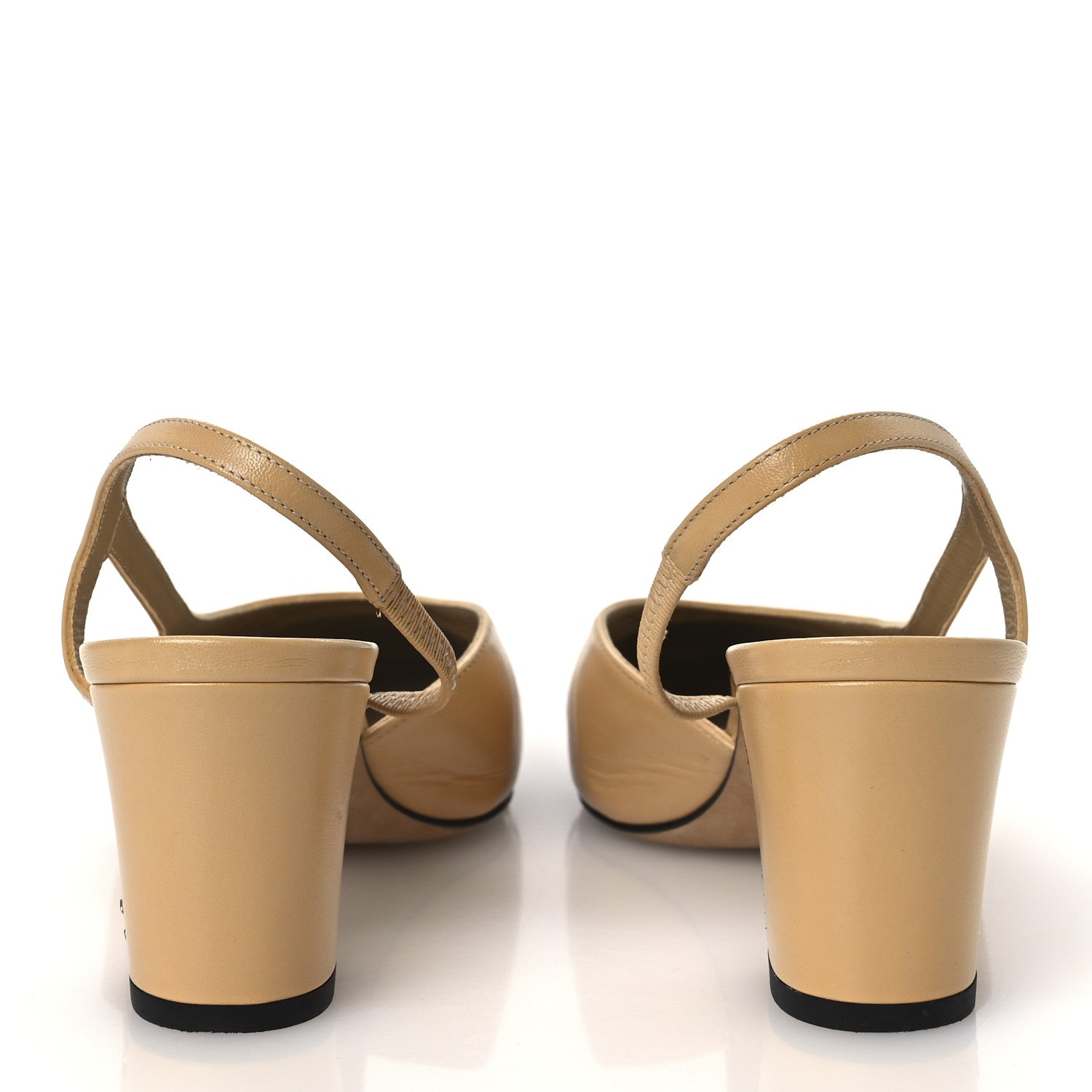 Chanel Goatskin Grosgrain Cap Toe CC Slingback Pumps 38.5 Beige Black 6 of 14