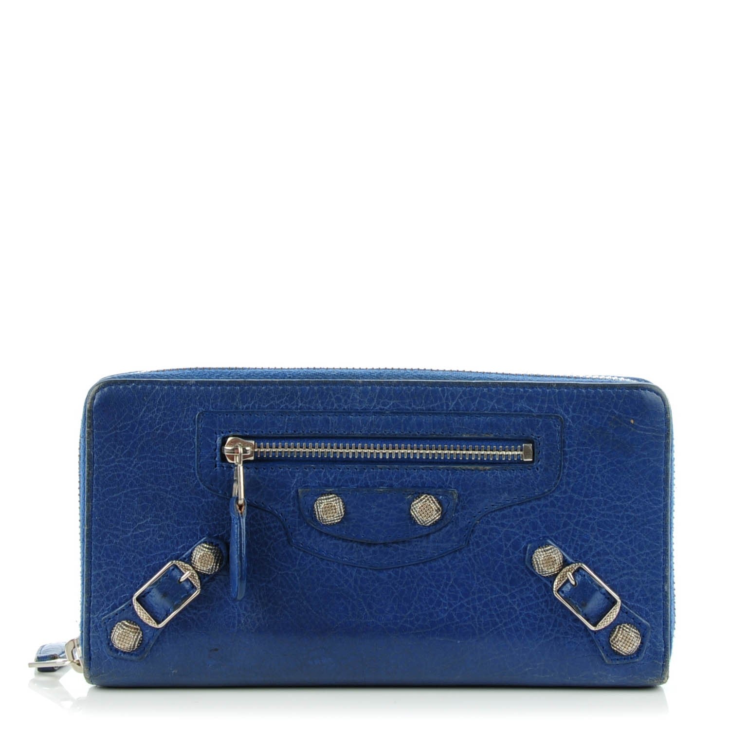 Balenciaga Agneau Giant 12 Silver Hardware Continental Zip Around Wallet Bleuette 1 of 7