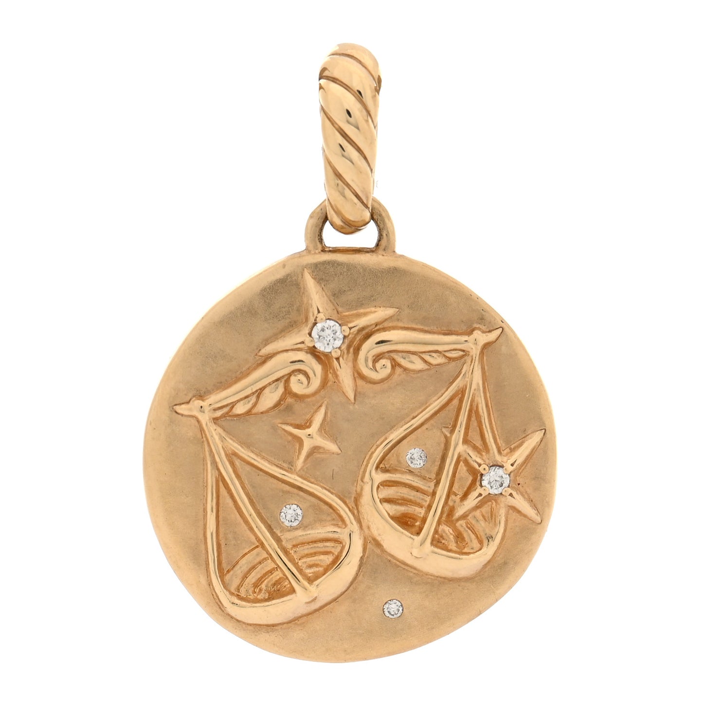 18K Yellow Gold Diamond Libra Amulet Pendant