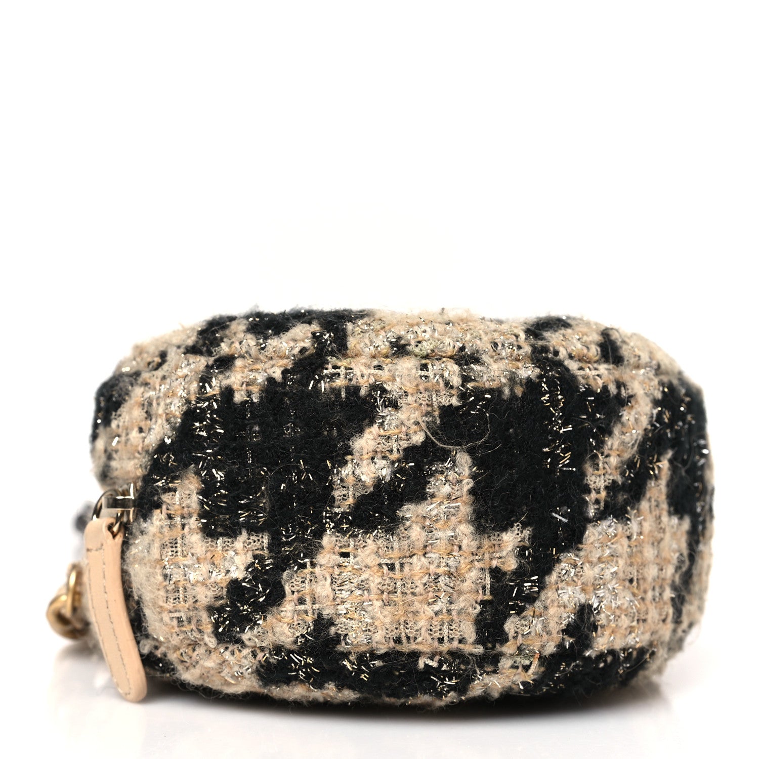 Chanel Wool Tweed Lambskin Quilted Chanel 19 Round Clutch With Chain and Coin Purse Beige Black 5 of 10