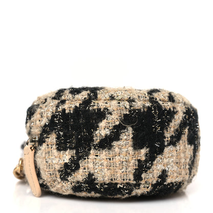 Chanel Wool Tweed Lambskin Quilted Chanel 19 Round Clutch With Chain and Coin Purse Beige Black 5 of 10